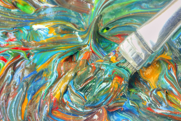 renkli boya ve fırça - Fotoğraf, Görsel