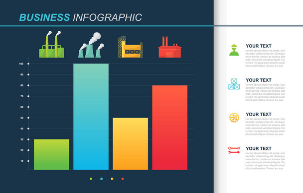 Balkendiagramm Diagramm Finanzanalytik Statistische Fabrik Industrial Business Infografik - Vektor, Bild