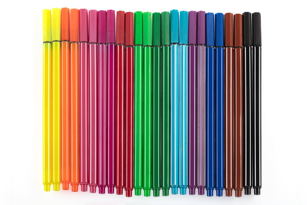 Set of color felt-tip pens on a white background - Photo, Image