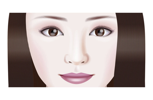 Иллюстрация лица молодой азиатки
. - Фото, изображение