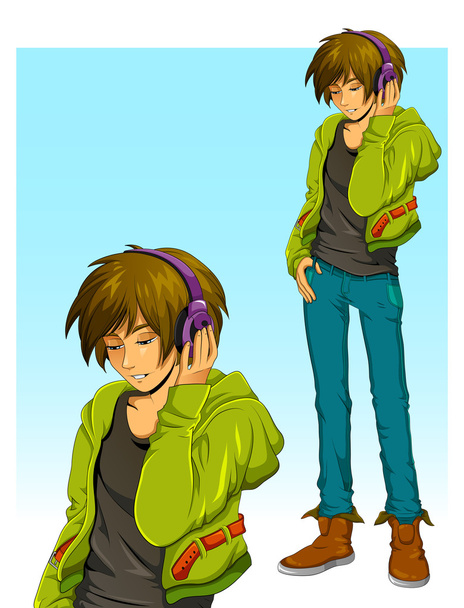 Boy with headphones - Vector, Image