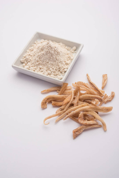 Ayurvedic Potent herb musli - also known as Safed Moosli or Swetha Musli in powder and Raw form - Photo, Image