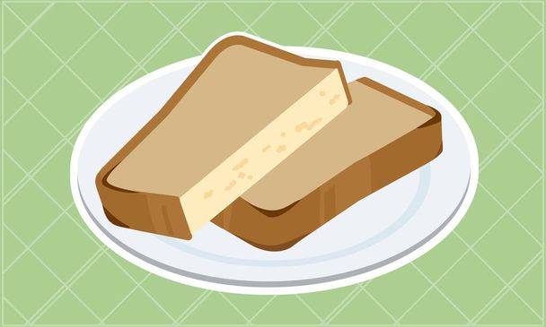 Toast cut in half and served on a plate - Vector, Image