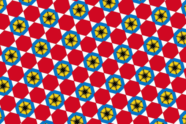 Eenvoudig geometrisch patroon in de kleuren van de nationale vlag van Antigua en Barbuda - Foto, afbeelding