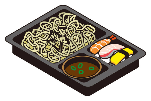 Zaru soba giapponese e scatola pranzo sushi
 - Vettoriali, immagini