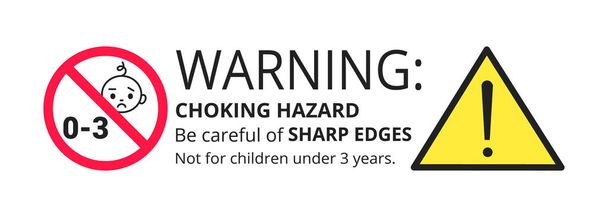Erstickungsgefahr verbotene Plakette für Kinder unter 3 Jahren - Vektor, Bild