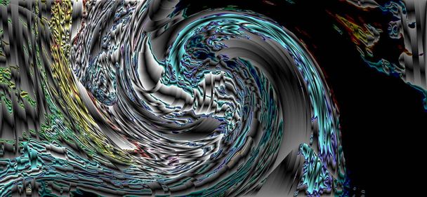 Fotografia abstrata com efeito de onda, arte digital, abstrato, símbolo yin yang
, - Foto, Imagem