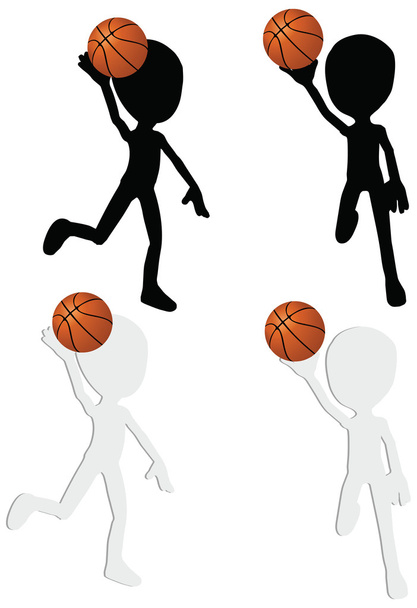 basketball players silhouette collection in slam position - Vector, Image