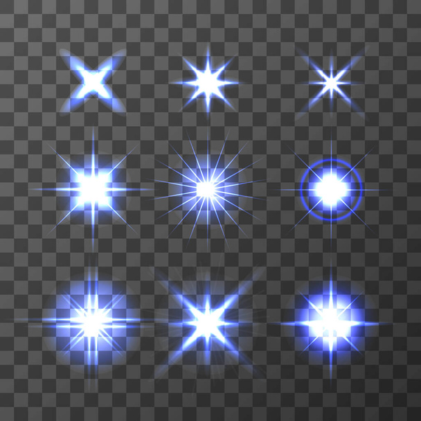 Set of glowing stars. Vector illustration - ベクター画像