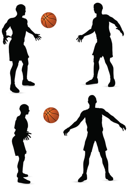 kosárlabda játékos sziluettjét gyűjtemény - Vektor, kép