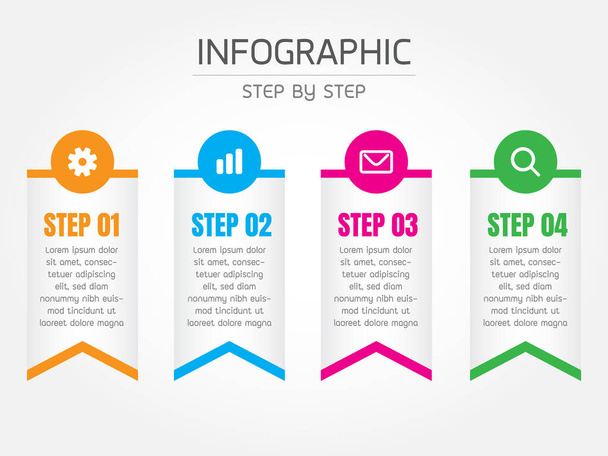 インフォグラフィックデザインの4つのステップ - ベクター画像