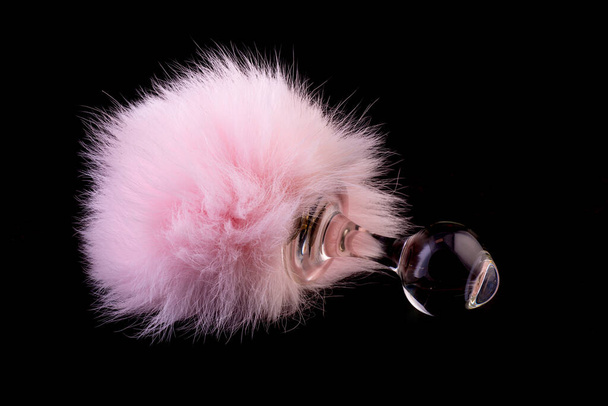 cristal anal plug juguetes sexuales con cola de conejo magnético. Foto de alta calidad - Foto, imagen