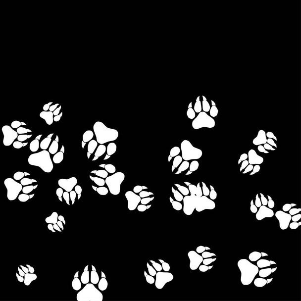 Monochrome Bear Footprints. Prints of Paws with Big Claws for Petshop Design or for Goods for Pets.  - Vector, Image