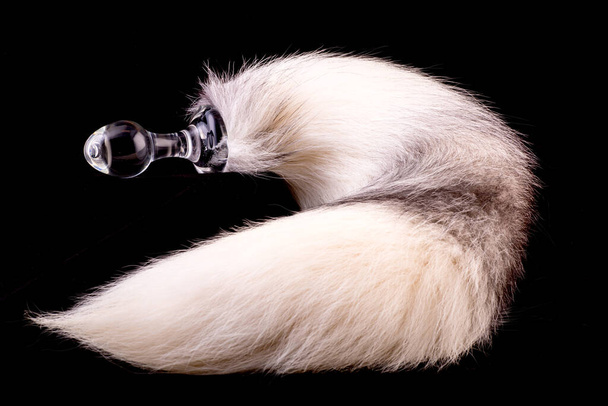 cristal anal plug juguetes sexuales con cola de conejo perro. Foto de alta calidad - Foto, Imagen