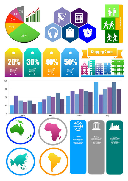 üzleti jelentés infografikai diagram és grafikus fehér háttér - Fotó, kép
