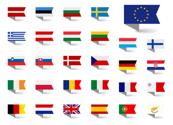 Set of vector flags of the European Union. Big Collection symbols flags. - Vektor, obrázek