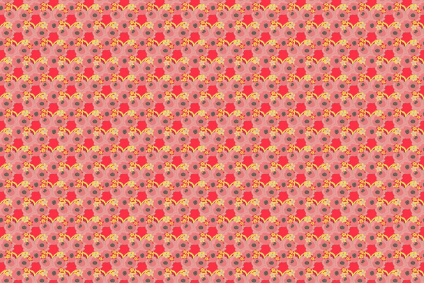 Απλό ροζ, κόκκινο και κίτρινο ράστερ τριαντάφυλλα χωρίς ραφή μοτίβο. - Φωτογραφία, εικόνα