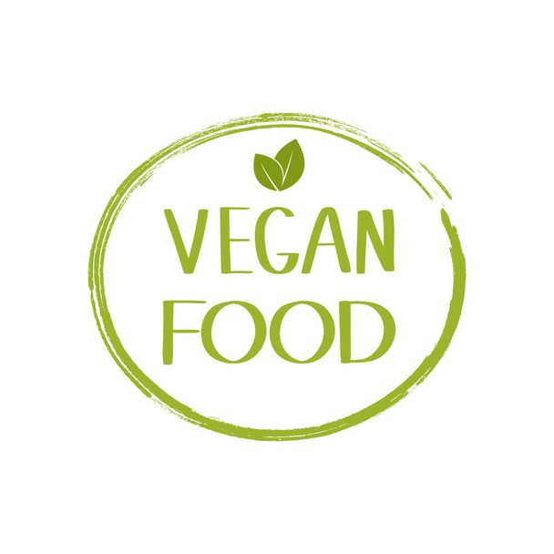 Vegane Lebensmitteletiketten. Vegetarisch natürlich, bio, frisch, Lebensmittelaufkleber. Vektorgrafik. - Vektor, Bild