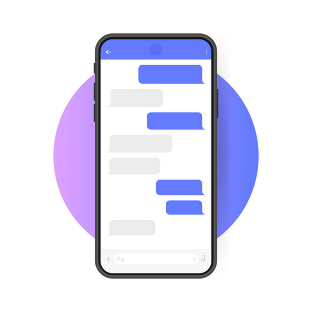 Smart Phone met messenger chat scherm. Moderne vector illustratie platte stijl. - Vector, afbeelding