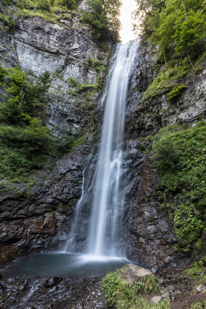 High waterfall among dense forests Maral waterfall. Maral Waterfall, Borcka Artvin Turkey. - Photo, Image
