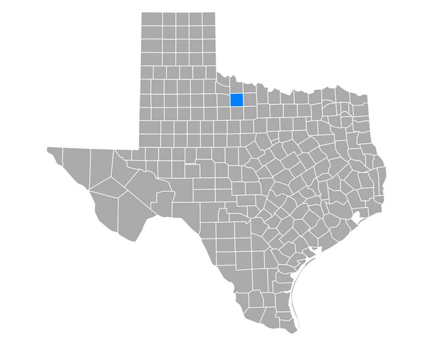 Map of Baylor in Texas - Vector, Image