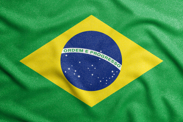 Brazília nemzeti lobogója. A független ország fő szimbóluma. Egy demokratikus állam nagy méretének jellemzője. - Fotó, kép