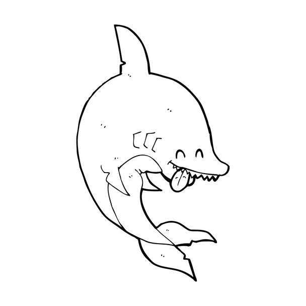 funny cartoon shark - ベクター画像