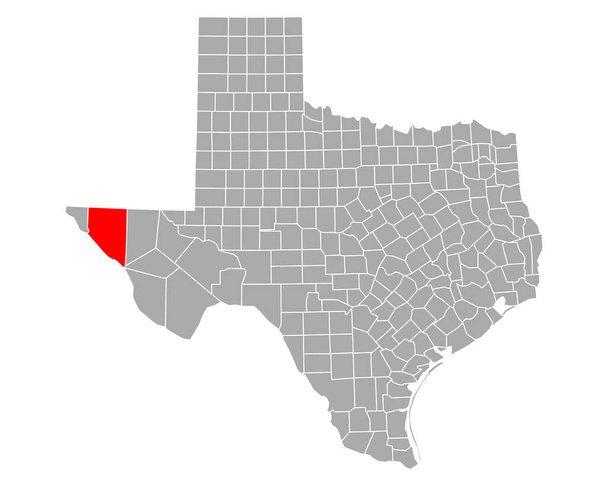 Teksas 'taki Hudspeth Haritası - Vektör, Görsel