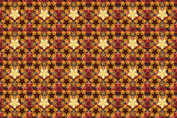 Растрова ілюстрація. Геометричний безшовний візерунок з шестикутниками у жовтому, коричневому та червоному градієнтах
. - Фото, зображення