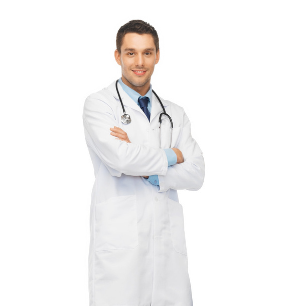 Young male doctor with stethoscope - Φωτογραφία, εικόνα