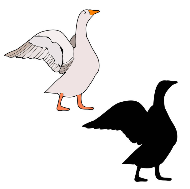  изолированный гусь силуэта, утка, икона на белом фоне
 - Вектор,изображение