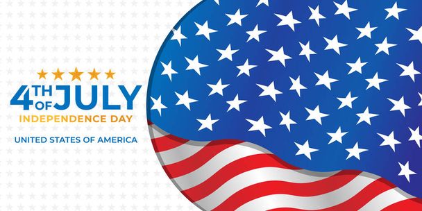 4 luglio Giorno dell'indipendenza degli Stati Uniti d'America Banner Sfondo illustrazione vettoriale. Giorno dell'indipendenza degli Stati Uniti d'America 4 luglio con disegno vettoriale della bandiera americana. - Vettoriali, immagini