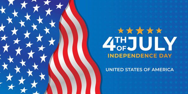 Fourth of July Independence Day of United States of America Banner Background Vector illustration. Independence Day of United States of America 4th of July with American Flag vector design. - Vector, Image