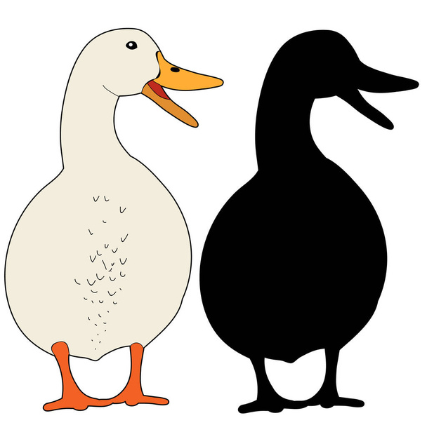 silhouette goose, duck, icon on white background - Vector, Image