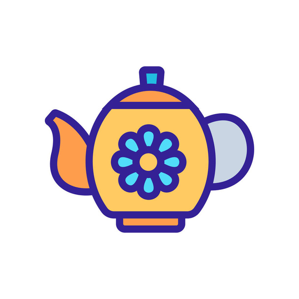 chamomile tea in teapot icon vector. chamomile tea in teapot sign. color symbol illustration - Vector, Image