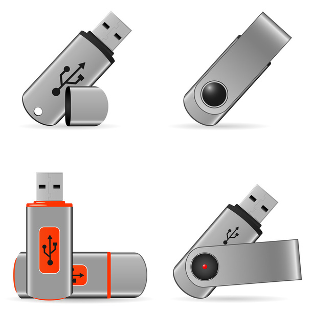 Set of USB pen drive memory - Vektör, Görsel