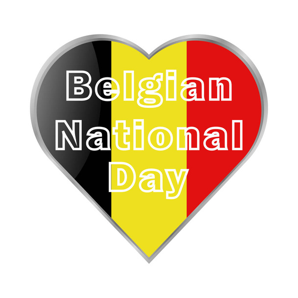 Der belgische Nationalfeiertag wird jährlich am 21. Juli mit einem Vektorplakat in den traditionellen rot-gelb-schwarzen Farben begangen. Alle Elemente sind isoliert. - Vektor, Bild