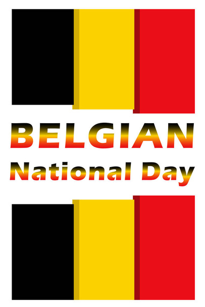 Der belgische Nationalfeiertag wird jährlich am 21. Juli mit einem Vektorplakat in den traditionellen rot-gelb-schwarzen Farben begangen. Alle Elemente sind isoliert. - Vektor, Bild
