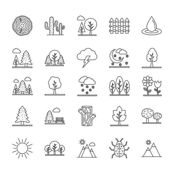 Příroda, rostliny a park Izolované vektorové ikony každá jednotlivá ikona může snadno upravit nebo upravit - Vektor, obrázek