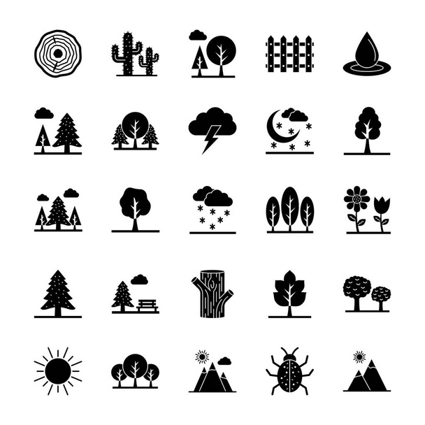 Nature, plant and park Isolated Vector icons every single icon can easily modify or edit - Vector, Image