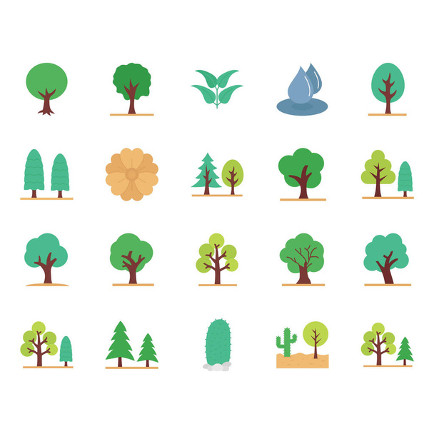 Natur, Pflanzen und Park Isolierte Vektorsymbole, die jedes einzelne Symbol leicht verändern oder bearbeiten kann - Vektor, Bild