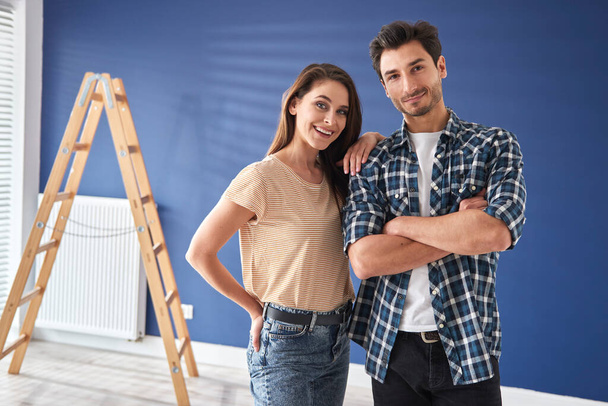 Portrait of couple ready to renovate their house - Photo, Image
