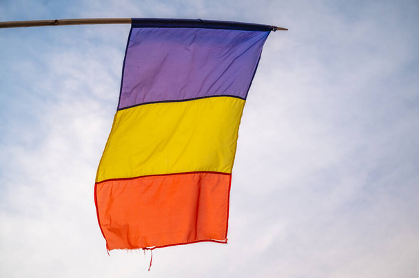 zászló Romania in the wind - Fotó, kép