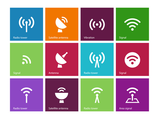 Radio Tower icons on color background. - Vector, Image