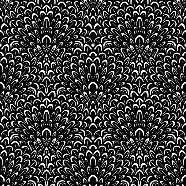 Art deco vector floral pattern in black and white. - Διάνυσμα, εικόνα