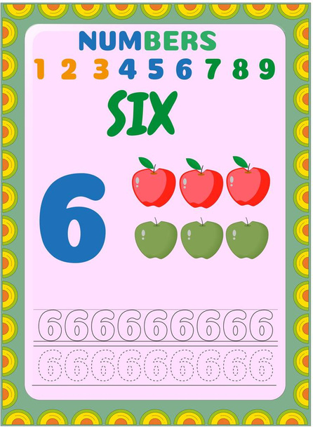 Matemáticas preescolares con manzana verde y diseño de manzana roja
 - Vector, Imagen