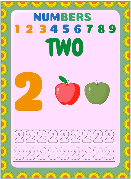 Matemáticas preescolares con manzana verde y diseño de manzana roja
 - Vector, Imagen