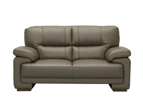 Sofá elegante de cuero marrón aislado sobre fondo blanco
 - Foto, Imagen