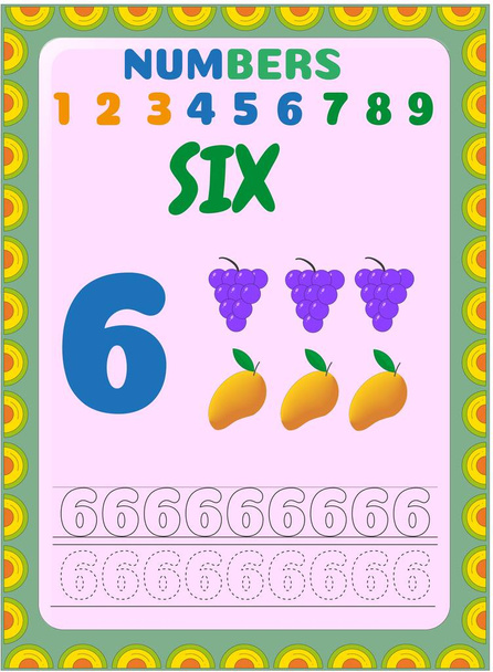 Školní batole matematika s hrozny a mango design - Vektor, obrázek