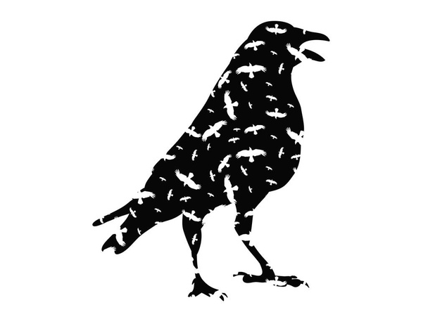 Силуэт птицы, вороны
 - Вектор,изображение